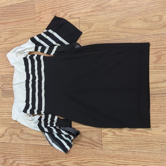 Lauren Ralph Lauren Black + white striped off-shoulder dress women's size 6 - Picture 4 of 5